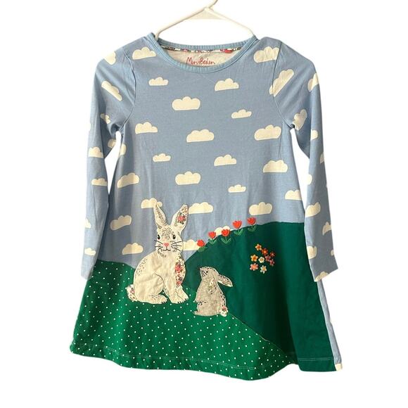 Mini Boden Applique Bunny Mom and Baby Clouds 100% Cotton Size 7-8Y 128cm - Picture 1 of 6
